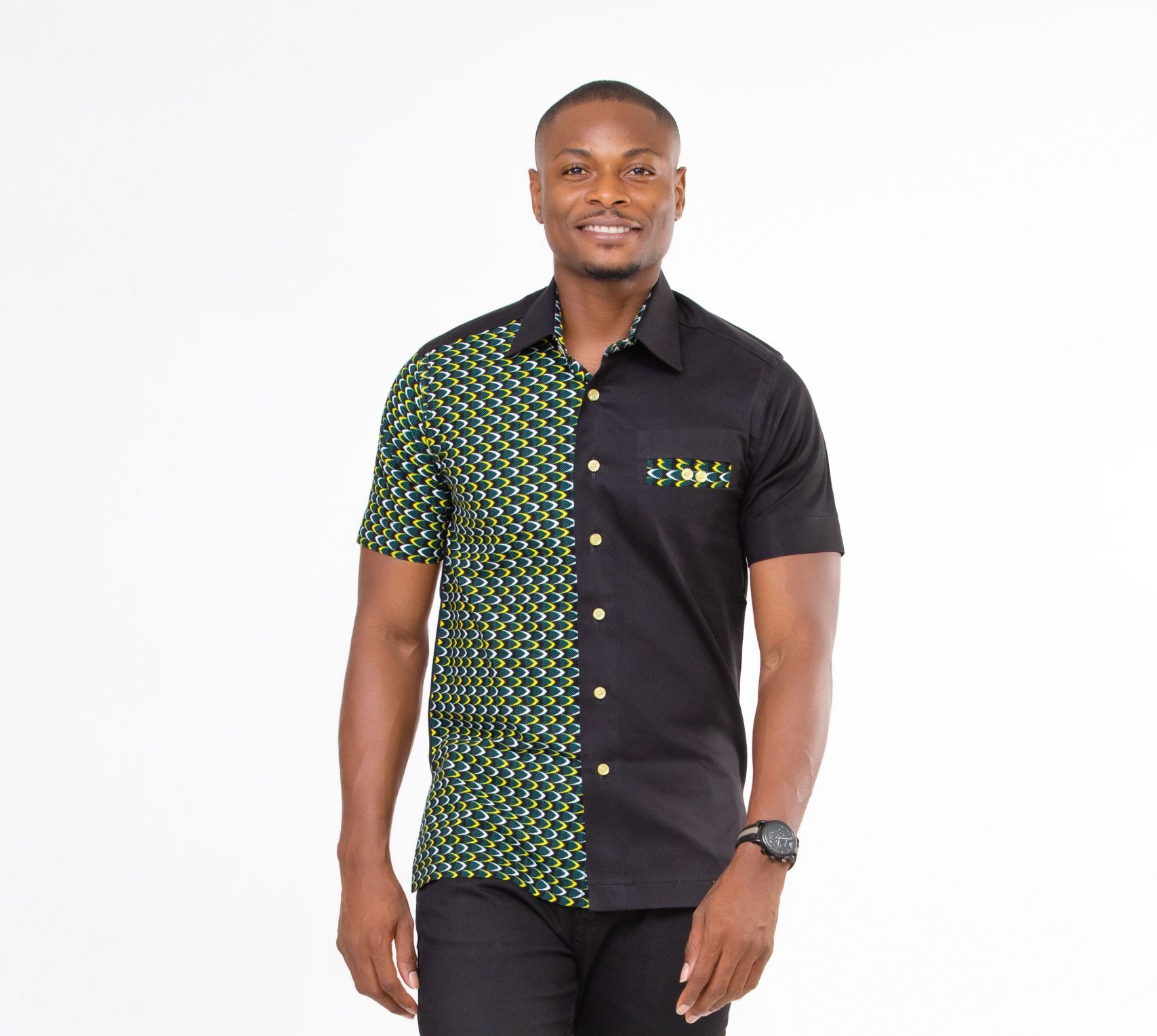 Black Green Scale Print Shirt – Zedi