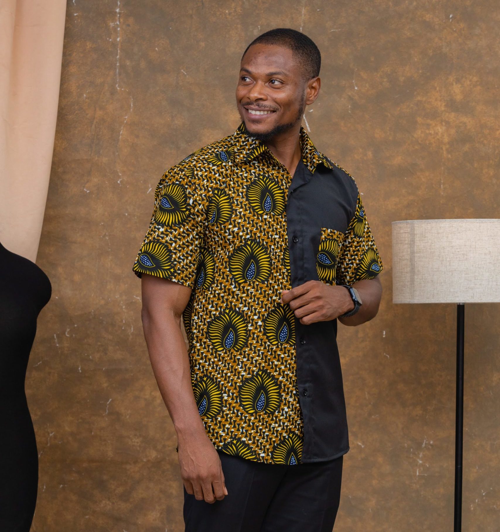 Black And Yellow Print Shirt – Zedi